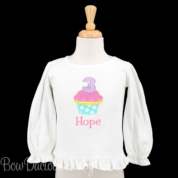 Cupcake Birthday Shirt, Girls Personalized Cupcake Birthday Shirt