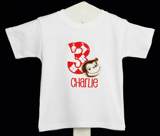 Curious George Birthday Shirt or Onesie, Custom, Any Age