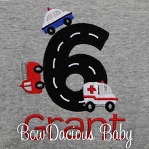 Rescue Vehicles Birthday Shirt and Sibling Shirt, Custom, Personalized