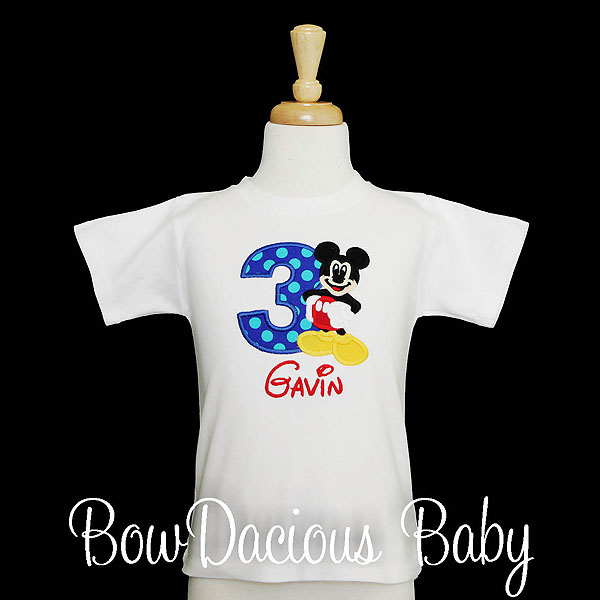Mickey Mouse Birthday Shirt or Onesie, Custom, Any Age, Full Body Mickey