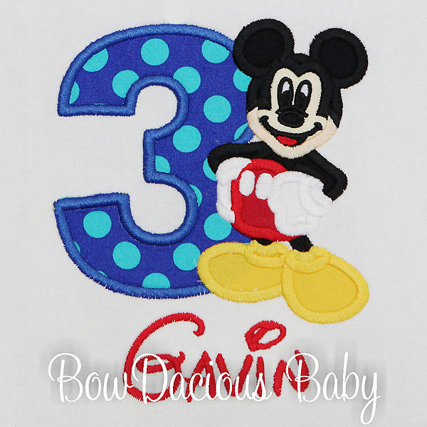 Mickey Mouse Birthday Shirt or Onesie, Custom, Any Age, Full Body Mickey