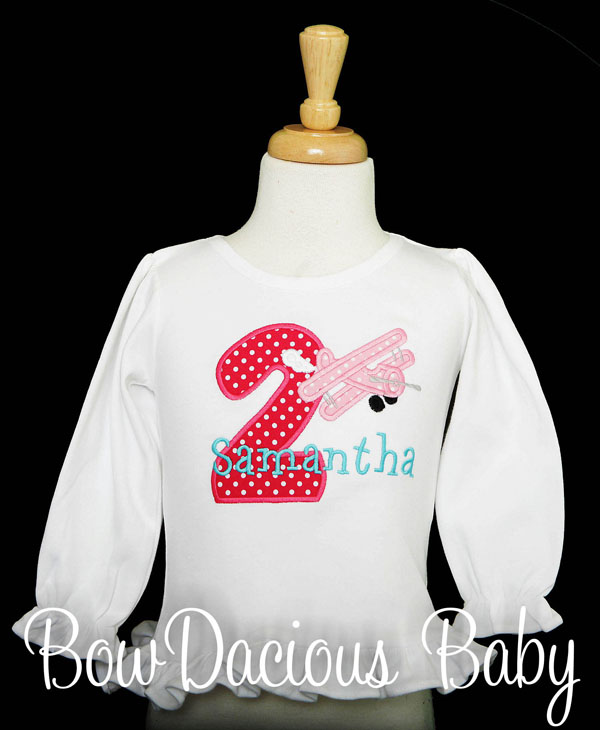 Girls Airplane Birthday Shirt, Biplane Birthday Shirt, Custom, Any Age and Colors