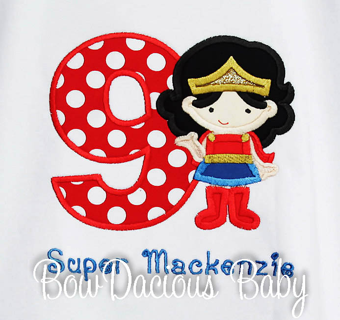 Supergirl Birthday Shirt or One Piece Bodysuit, Wonder Woman Birthday Shirt, Superhero Birthday Shirt