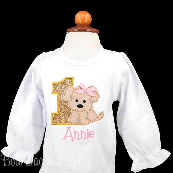 Puppy Birthday Shirt, Custom Puppy Birthday Shirt, Appliqued, Embroidered, Any Age