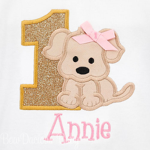 Puppy Birthday Shirt, Custom Puppy Birthday Shirt, Appliqued, Embroidered, Any Age