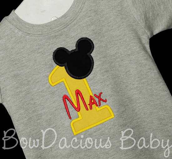 Personalized Mickey Mouse Birthday Shirt, 1st, 2nd, 3rd- Applique, Customized, Embroidered, Name, Disney