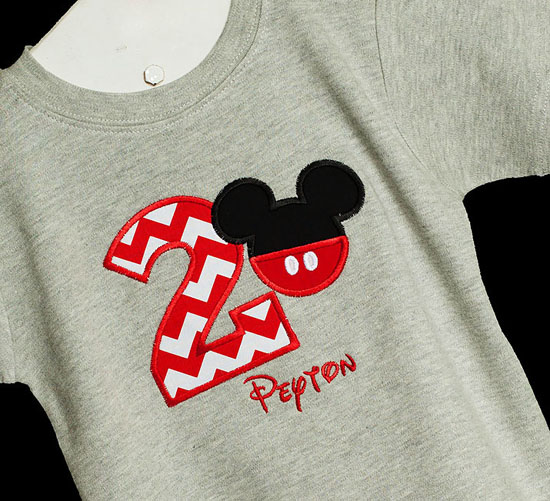 Grey Mickey Mouse Birthday Shirt or Onesie, Custom, Any Age