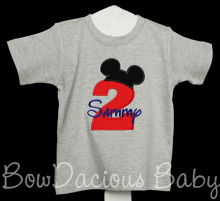 Birthday Mickey Ears Red Number Shirt Disney Applique, Shirt or Onesie, Custom, Any Age