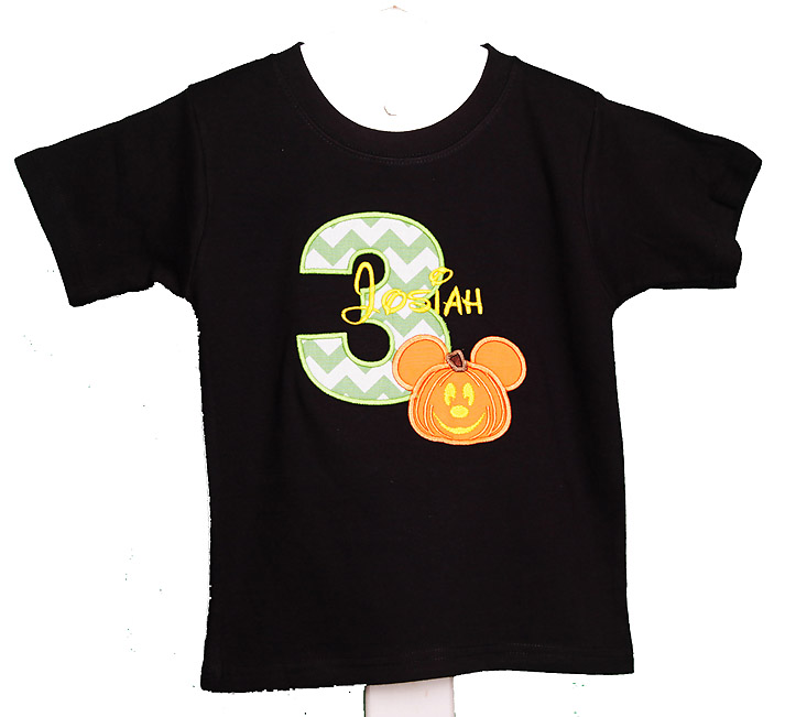 Personalized Mickey Mouse Halloween Pumpkin Birthday Shirt, Custom Colors, Any Age, Boys or Girls