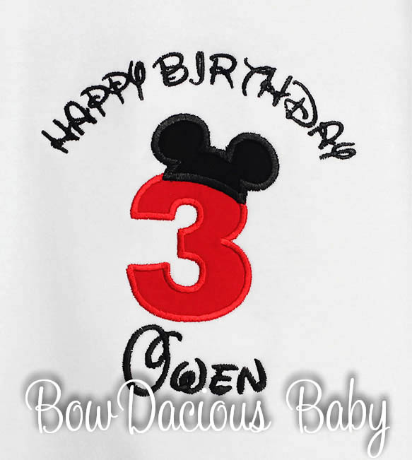 Mickey Mouse Birthday Shirt or Onesie, Happy Birthday Mickey Mouse Birthday Shirt or Onesie, Custom, Any Age