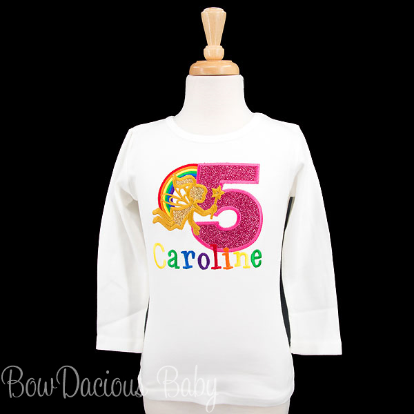 Rainbow Fairy Birthday Shirt, Personalized, Any Age and Colors