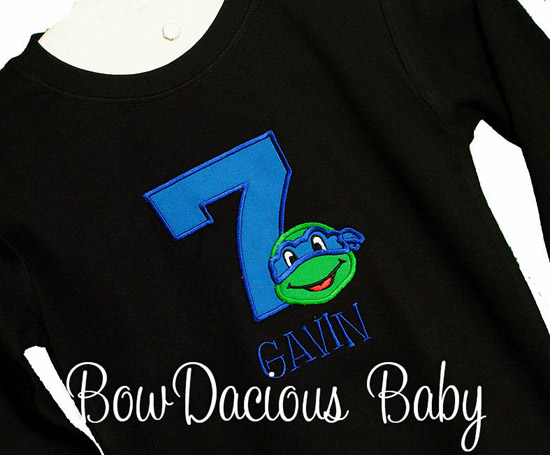 Ninja Turtle Mongorammed and Applique Birthday Shirt, Custom, Any Age