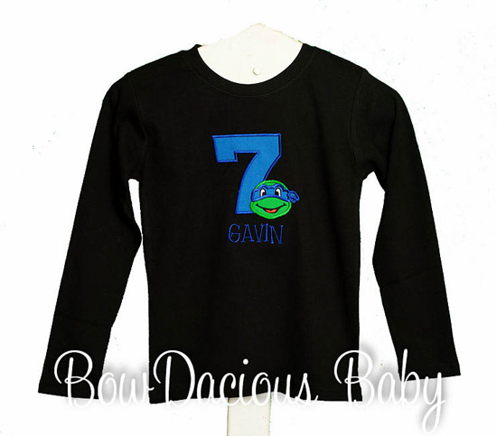 Ninja Turtle Mongorammed and Applique Birthday Shirt, Custom, Any Age