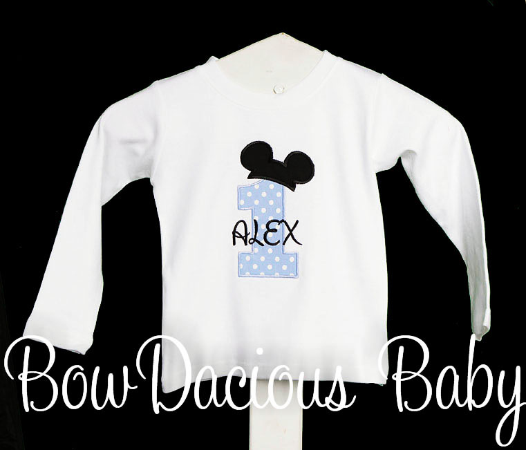 Mouse Ears Birthday T-Shirt, Number One Shirt, First Birthday, Mickey, Kids Tee, Boy T-shirt