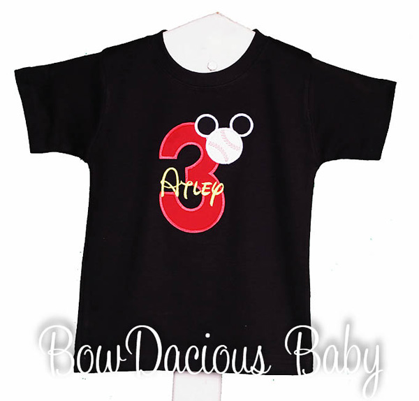 Custom Baseball Mickey Mouse Birthday Shirt or Onesie