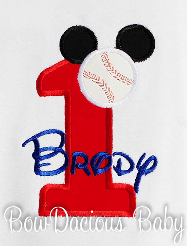 Baseball Mickey Mouse Birthday Shirt or Onesie