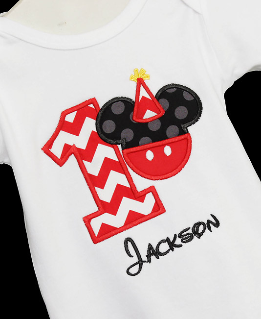 Infant/Toddler Boys 1st First Birthday Mickey Mouse Personalized 1 Shirt, Custom, Any Age, Long or Short Sleeves