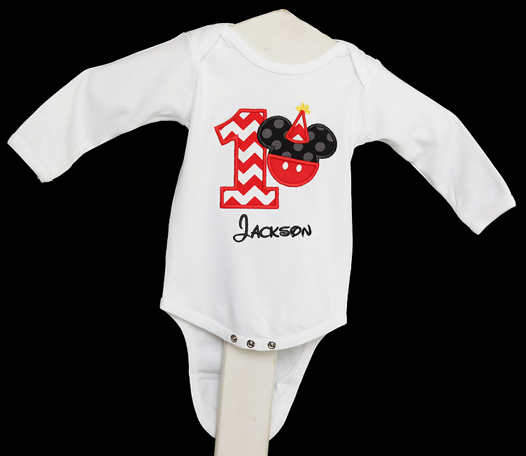 Infant/Toddler Boys 1st First Birthday Mickey Mouse Personalized 1 Shirt, Custom, Any Age, Long or Short Sleeves
