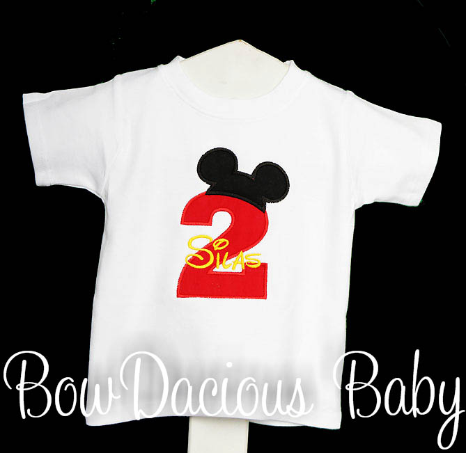 Personalized Mickey Mouse Birthday Number Shirt, Boys Mickey Mouse Clubhouse Birthday Shirt, Custom Fabrics, Girls Birthday Shirt, Custom
