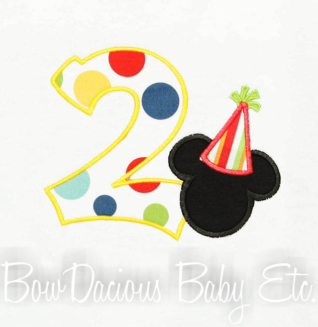 Personalized Mickey Mouse with Party Hat Birthday Shirt in Red and Yellow, Great for Girls Too, SHORT or LONG SLEEVES