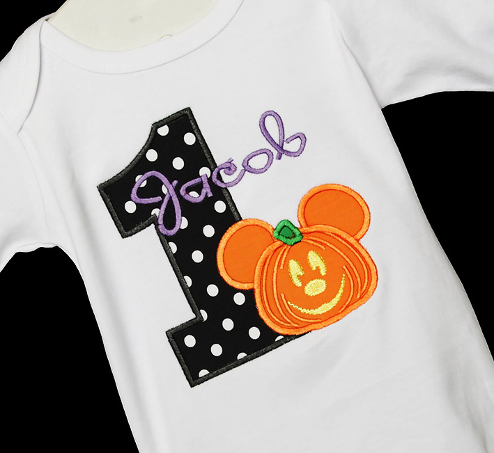 Pumpkin Mickey Mouse Birthday Shirt or Onesie, Custom, Any Age, Mickey's Not So Scary Halloween Party Birthday Shirt