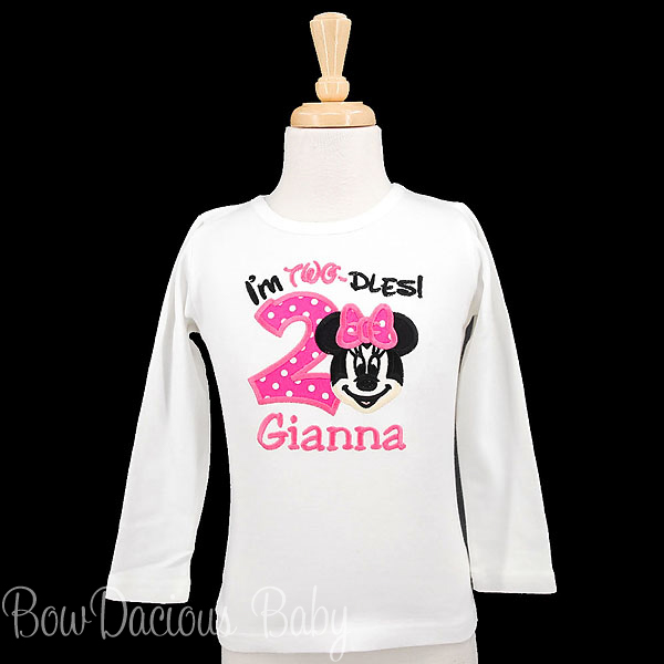 I'm Twodles Minnie Mouse Birthday Shirt, I'm Twodles Minnie Face Birthday Shirt, Custom, Any Colors