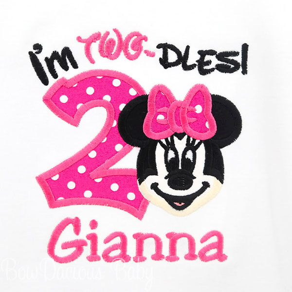 I'm Twodles Minnie Mouse Birthday Shirt, I'm Twodles Minnie Face Birthday Shirt, Custom, Any Colors