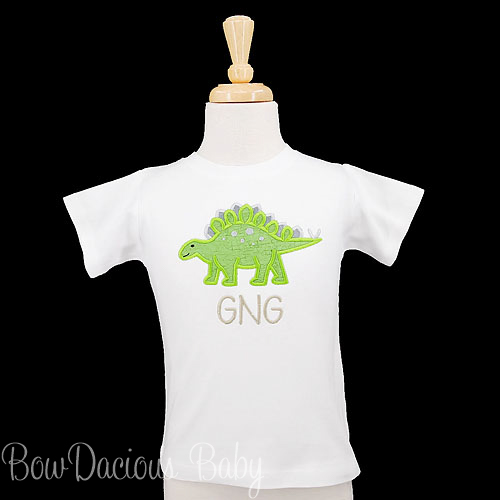 Personalized Stegosaurus Shirt, Boy Monogrammed Dinosaur Shirt, Custom