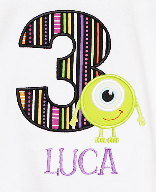Monsters Inc - Monsters University Applique Birthday Shirt or Bodysuit/Onesie, Custom Fabrics, Any Age