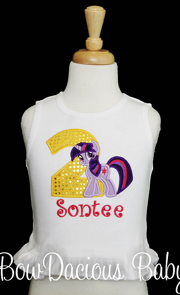 My Little Pony Twilight Sparkle Birthday Shirt or Onesie, Custom, Any Age