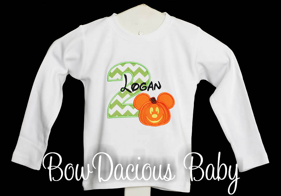 Mickey Mouse Pumpkin Birthday Shirt or Onesie, Custom, Long or Short Sleeves, Boy's or Girls, Mickey's Not So Scary Halloween Party Shirt