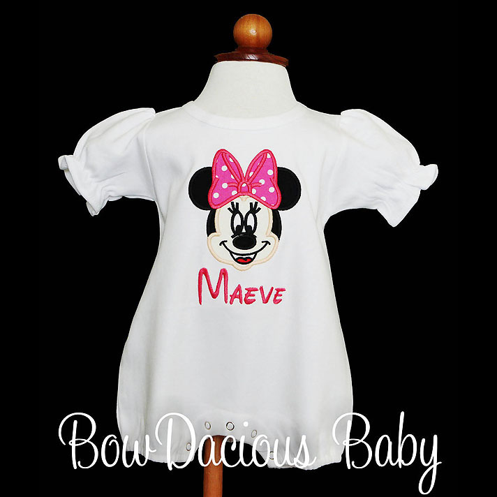 Personalized Girls Minnie Mouse Romper, Any Colors