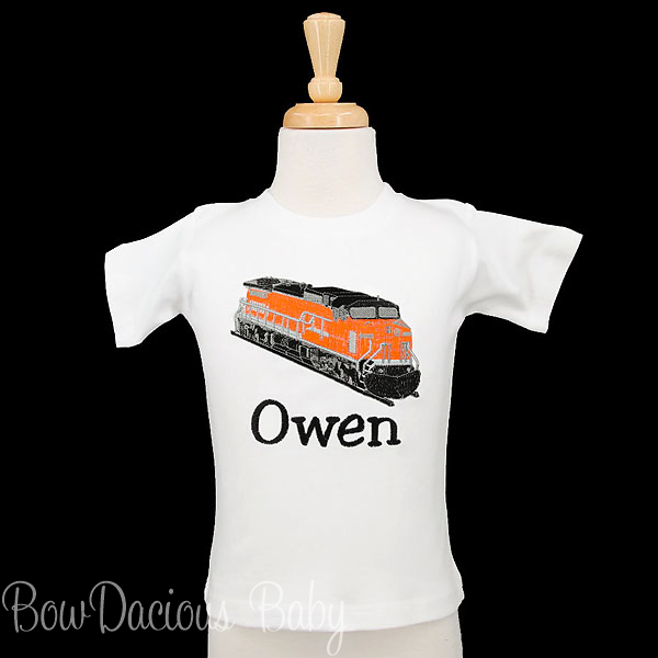 Personalized Train Shirt, Boys Train Shirt, Any Colors, Embroidered