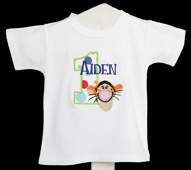 Custom Made to order Personalized Winnie the Pooh Birthday Number with Tigger Shirt available in sizes 6 month to Adult XL