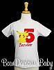 Pokemon Birthday Shirt, Pikachu, Personalized, Embroidered, Any Age