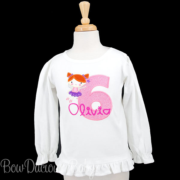 Fairy Birthday Shirt, Personalized, Custom, Any Age and Colors, Embroidered