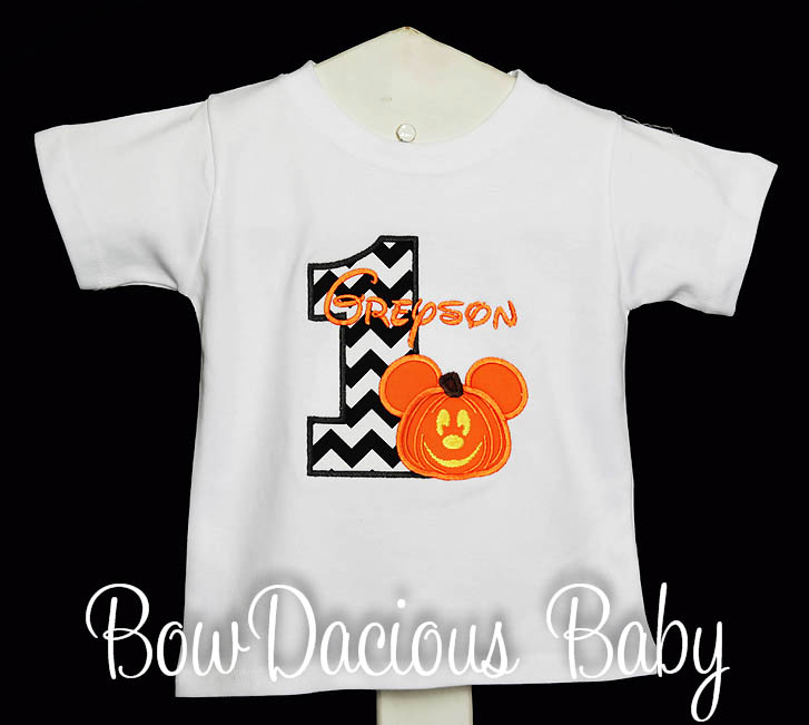 Halloween Mickey Mouse Birthday Shirt or Onesie, Custom, Any Age, Boys or Girls, Pumpkin Mickey Mouse Shirt