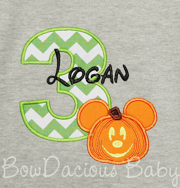Pumpkin Mickey Mouse Birthday Shirt or Onesie, Custom, Any Age