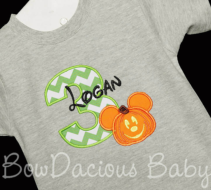 Pumpkin Mickey Mouse Birthday Shirt or Onesie, Custom, Any Age