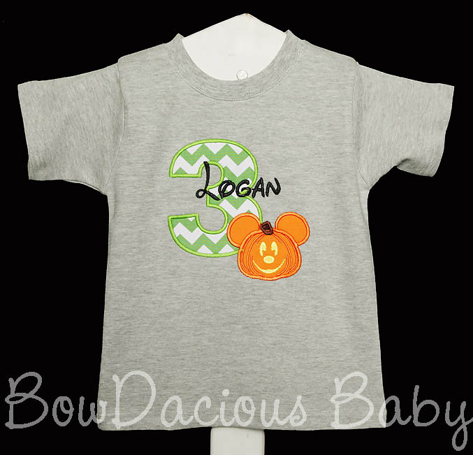 Pumpkin Mickey Mouse Birthday Shirt or Onesie, Custom, Any Age