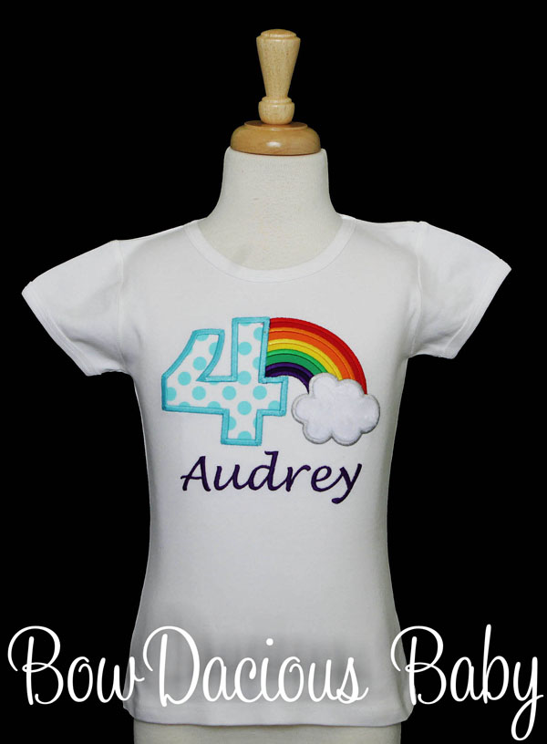 Girls Rainbow Shirt, Rainbow Birthday Shirt, Personalized Rainbow Shirt or Onesie, Any Age