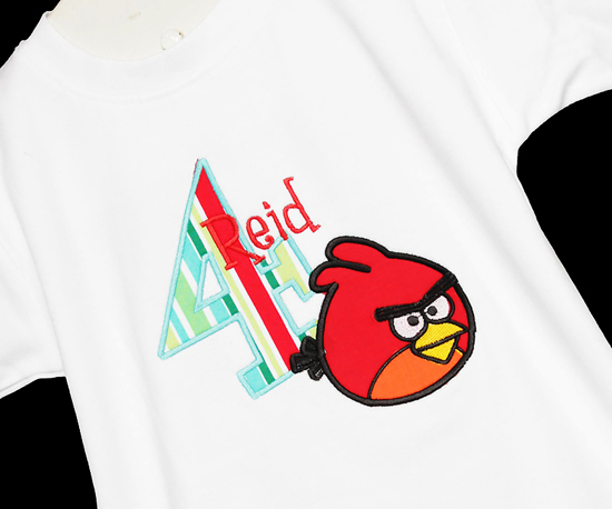 Red Angry Birds Birthday Shirt or Onesie, Custom, Any Age