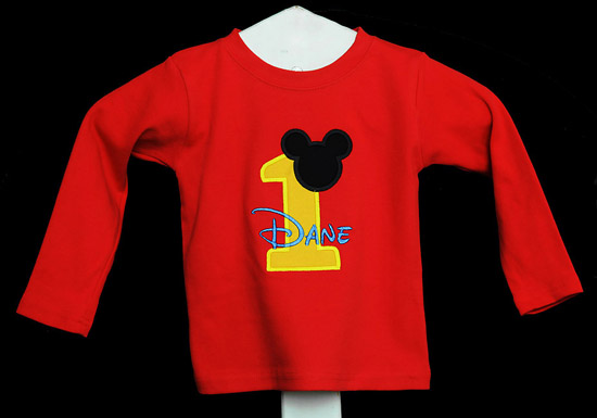 Red Mickey Mouse Birhtday Shirt or Onesie, Custom, You Pick the Colors