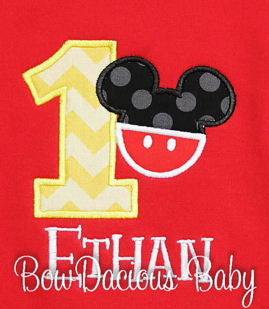 Mickey Mouse 1st Birthday Bib, Custom