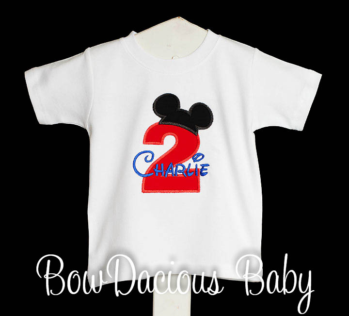 Mickey Mouse Boys Personalized Birthday Tee Shirt, Custom, Any Age, Shirt or Onesie
