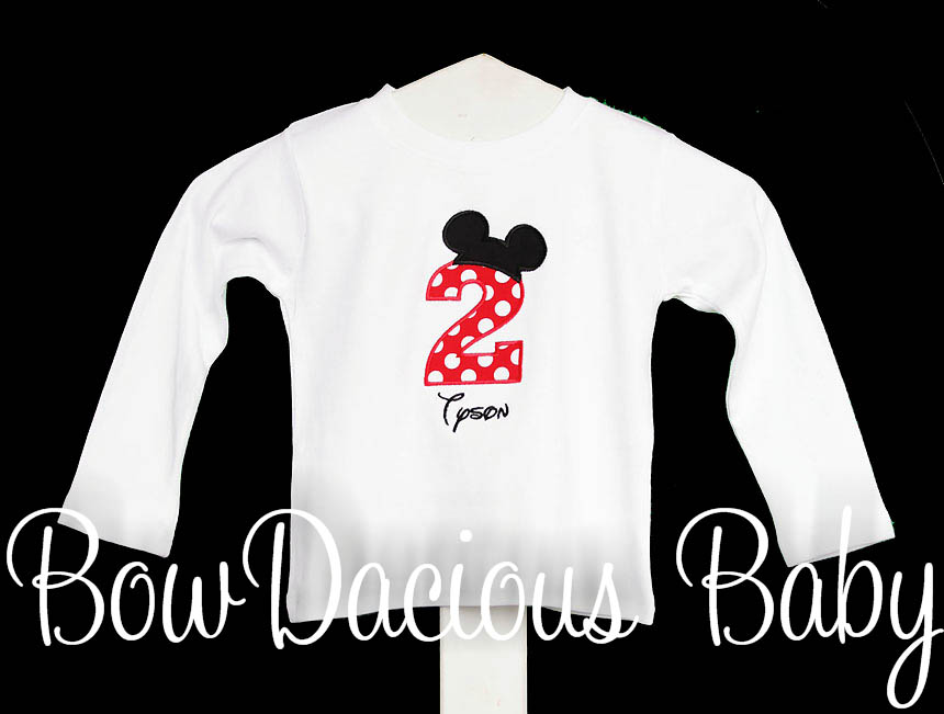 Personalized Mickey Mouse Birthday Shirt, Long or Short Sleeve, Shirt or Onesie, Custom Colors, Any Age