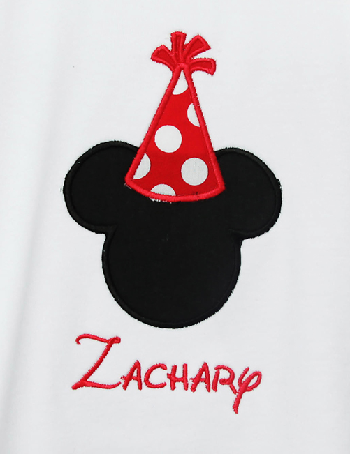 1st BIRTHDAY Mickey Hat Boy Shirt or Onesie, Disney Font Applique Personalized, You Pick the Colors