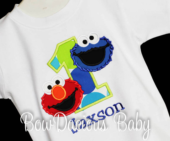 Cookie Monster and Elmo Birthday Shirt or Onesie, Custom, Any Age