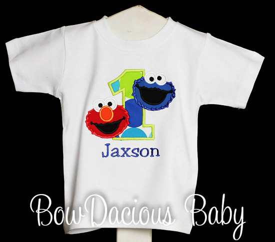 Cookie Monster and Elmo Birthday Shirt or Onesie, Custom, Any Age