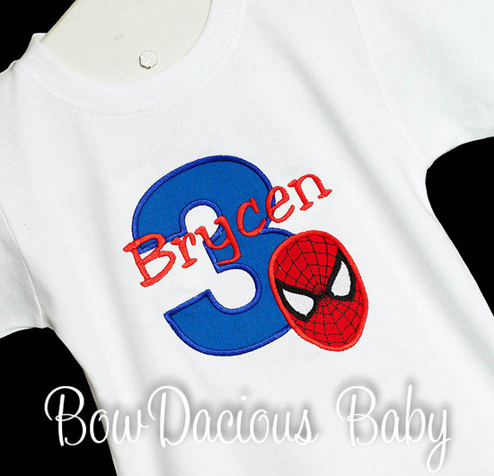 Spiderman Birthday Shirt or Onesie, Custom, Any Age